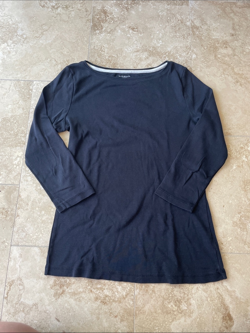 Talbots Black 3/4-Sleeve Boatneck Tee